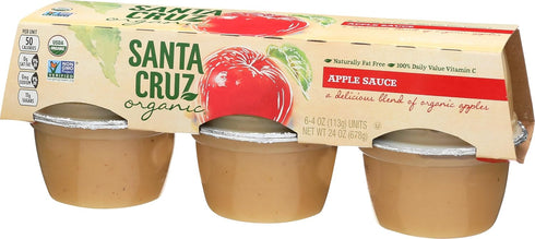6 Pack, 24 (Pack 12) Santa Cruz Organic Apple Sauce, Non GMO, Ounces