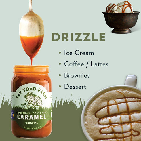 8 oz Fat Toad Farm Traditional Goats Milk Caramel Sauce/Cajeta, Original, Gluten Free, fl