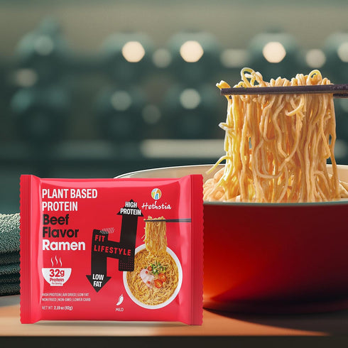 (10 2.12oz) 6-Pack, 32g Hethstia Dried Shirataki Rice, Vegan Konjac Dry Rice x + High Protein Ramen, Spicy Beef Flavor