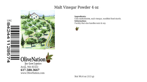 4 OliveNation Powdered Malt Vinegar, Tangy Seasoning for Cooking, Baking, Dressings, Dusting Flavor, Non-GMO, Gluten