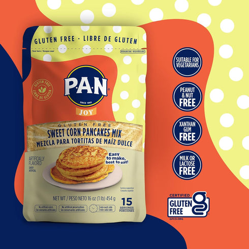 1 lb (Pack 1) P.A.N Sweet Corn Pancakes Mix Gluten Free Easy to Prepare