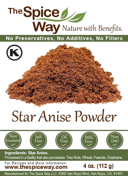 The Spice Way Star Anise - Ground (4 oz), Great for Baking and Tea