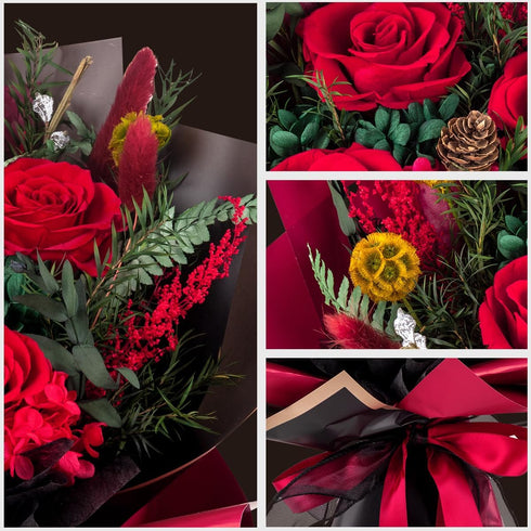 CNLITIHEKA Rose Preserved Flowers Bouquet, Long-Lasting Real Red Roses, Birthday, Valentine's Day, for Mom, Wife