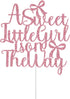 Mis Quince A Sweet Little Girl is on The Way Cake Topper, Pink Bow Baby Shower Cake Decorations, Welcome Baby Girl, Bow