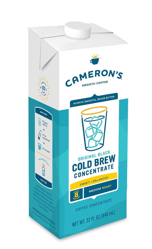Cameron's Coffee Original Black Multiserve Cold Brew Coffee Concentrate, Medium Roast, 32oz