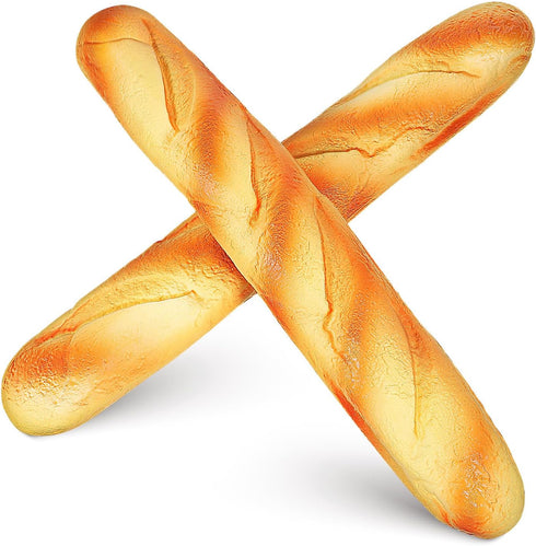 2pcs 13. 6" DOITOOL Artificial Baguette, Realistic Fake Bread Loaf for Kitchen Decoration, Soft Pu Simulation Food