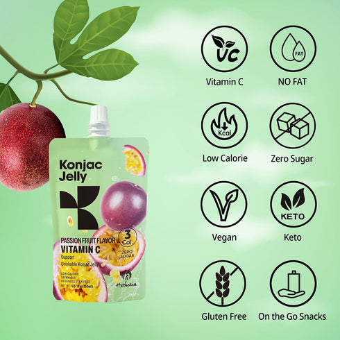 10 Packs 12 Packs Hethstia Konjac Jelly Passion Fruit Flavor Vitamin C and Konjac Rice Gluten Free Low Calorie, Keto
