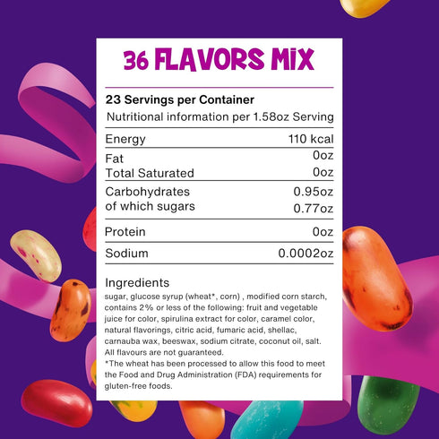 25 Oz 36 The Jelly Bean Planet, Gourmet Jelly Beans Bulk Jar - Natural Fruit Flavors, Kosher Candy, Plant Based Colors