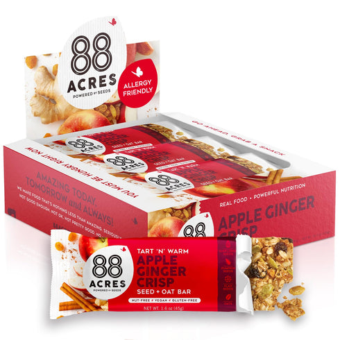 88 Acres Granola Bars, Apple Ginger Crisp, 12 Count, School Safe, Allergen