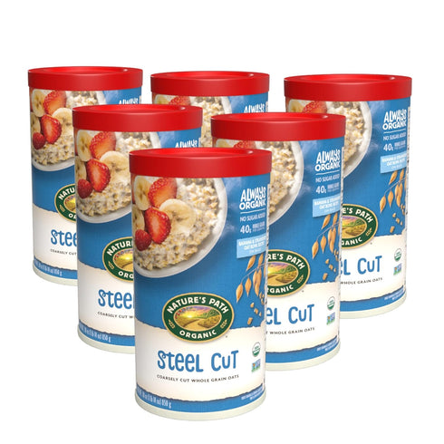 30 oz (Pack 6), Nature's Path Organic Steel Cut Oats Instant Oatmeal, of Non-GMO