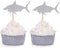 Pack of 24 Silver Shark Cupcake Toppers - Boy's Birthday Party Decorations