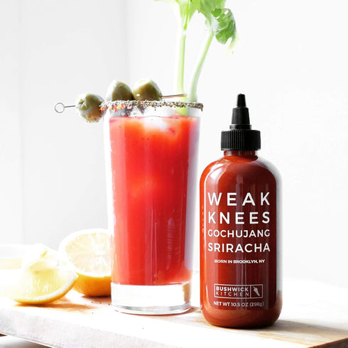 10.5oz Weak Knees Gochujang Sriracha Hot Sauce, Infused with Bold Korean Gochujang Paste & Classic Spicy Sriracha, Made