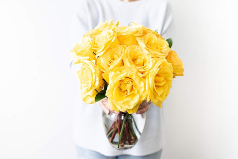 Dozen From You Flowers - One Yellow Roses with Glass Vase | Fresh Flower Bouquets for Birthday, Anniversary, Get Well