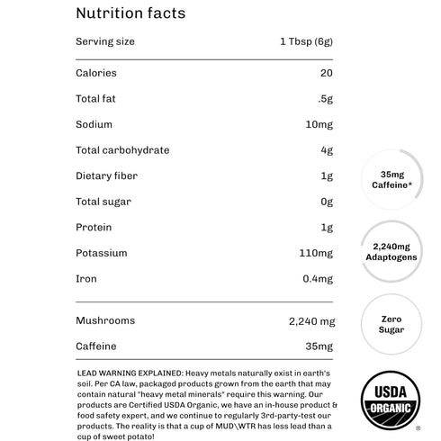 2,240mg Immunity 30 MUDWTR Original Mushroom Coffee Alternative | USA Grown & Adaptogenic Mushrooms | USDA Organic |