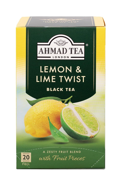 Ahmad Tea Black Tea, Lemon & Lime Twist Teabags, 20 ct - Caffeinated & Sugar-Free