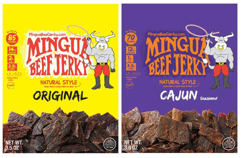 Mingua Beef Jerky - Two Milds + Two Cajuns, 3.5 ounces, 14.0