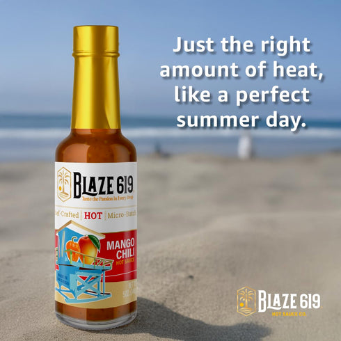 Blaze 619 (5 oz.) Mango Chili Hot Sauce - Medium Spicy Handmade All Natural Gluten Free Low Sodium