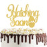 Hatching Soon Pregnancy Cake Topper, Double Sided Gold Glitter Farm Themed Dinosaur Baby Shower Decorations