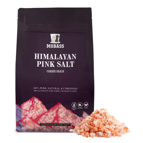 Mobass Himalayan Pink Salt - 2.2 LBS Coarse Grain in Resealable Pouch,