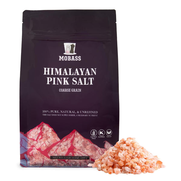 Mobass Himalayan Pink Salt - 2.2 LBS Coarse Grain in Resealable Pouch,