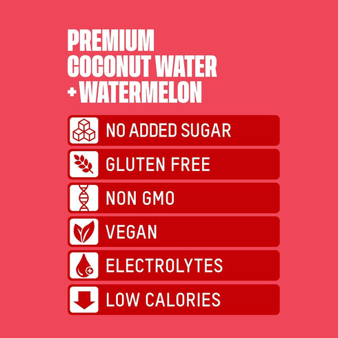 10.8 (Pack 12) Once Upon A Coconut Cocout Water + Watermelon, Gluten Free & Non-GMO, Fluid Ounce