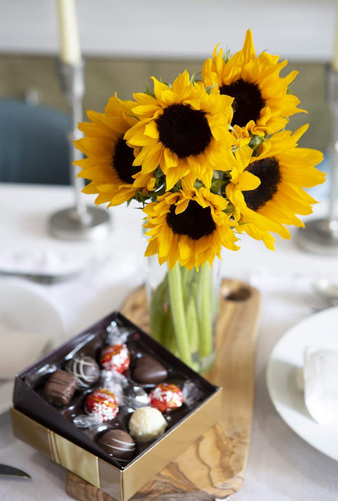 5 KaBloom Flowers - Smile Bouquet of Fresh Sunflowers Without Vase - Gift for Birthday, Anniversary, Get Well, Thank