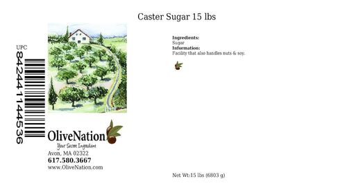 80 OliveNation Caster Sugar, Superfine Baker's Sugar, Non-GMO, Gluten Free, Vegan - ounces