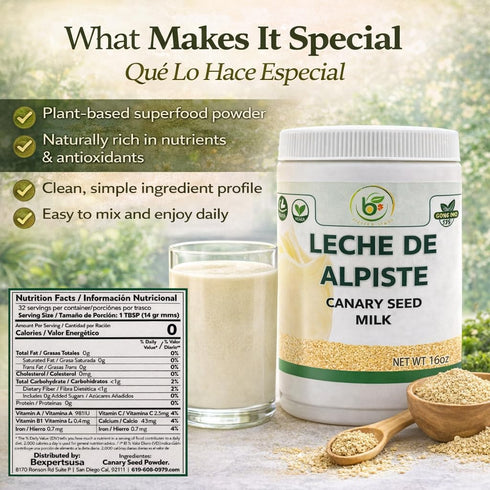 (16oz) 100% Leche de Alpiste POLVO Canary Seed Milk/ Powder Natural Suplemento Alimenticio