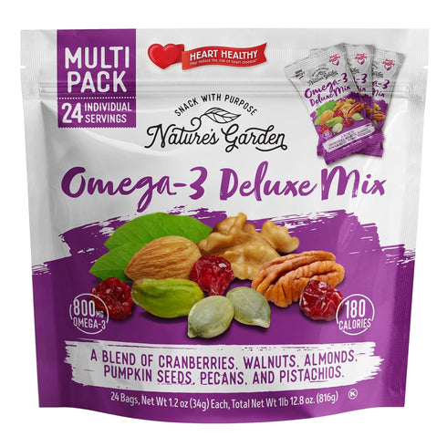 Nature's Garden Omega 3 Deluxe Mix - Trail Mix Nuts, Heart Healthy,