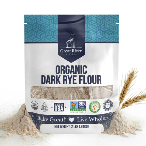Great River Milling Organic Dark Rye Flour | Whole Grain, Non-GMO, Kosher,