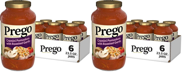 Prego Cremini Pomodoro With Roasted Garlic Pasta Sauce, 23.5 OZ Jar (Pack