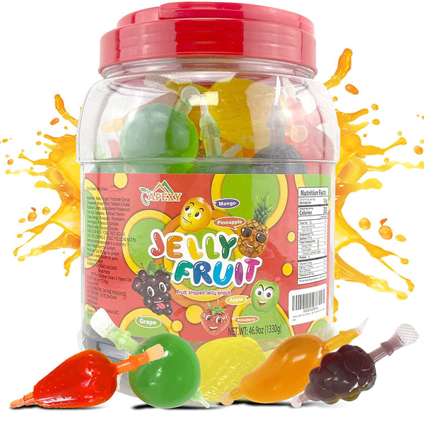 APEXY Jelly Fruit Candy Assorted Fruit Flavors, Halloween Treat Juicy Chewy Gel Snacks,