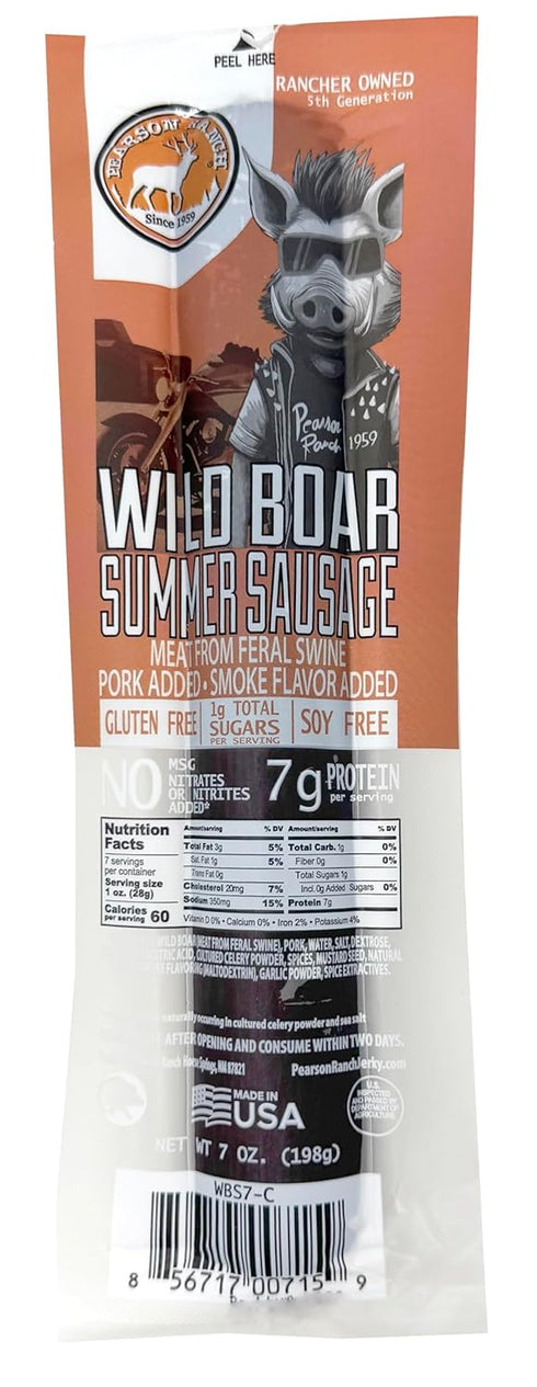 Summer Pack 3, 7 PEARSON RANCH Wild Boar Sausage, Exotic Meat, Gluten-Free, MSG-Free, No Added Nitrites, Wild Game