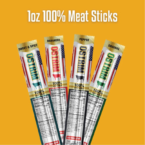 1oz, (Pack 12) (1 oz, Ostrim Beef Snack Sticks, High Protein, Keto & Paleo Friendly, Sugar Free, Gluten Free, No MSG