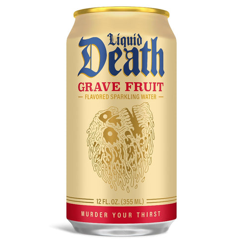 12 Oz (Pack 12) Liquid Death Soda-Flavored Sparkling Water - Grave Fruit (Grapefruit Flavor), Less Sugar*, Huge Flavor