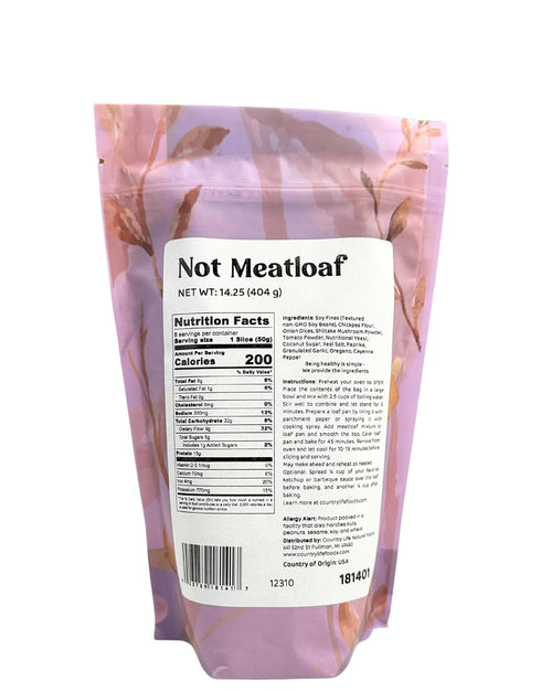 Country 14.25 oz Not Meatloaf Vegan Meatloaf Mix - Life Natural Foods - Soy & Chickpea - Just Add Water