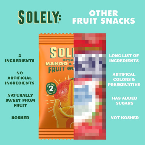 Gummies (Pack 8 5 40 (3.5 oz) SOLELY - Organic Mango & Orange Whole Fruit of Boxes, Bags per Box) - Real Fresh Fruit