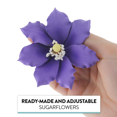 3 Count Global Sugar Art Clematis Sugar Cake Flowers, Light Purple, by Chef Alan Tetreault