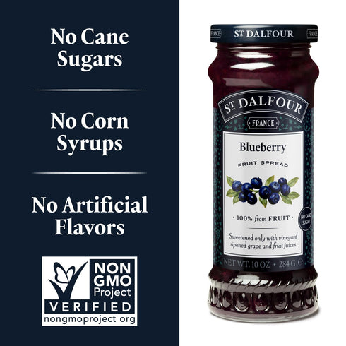 10oz 100% St. Dalfour Blueberry Fruit Spread - - from Fruit, No Artificial Ingredients, Non-GMO, No Cane Sugars, All