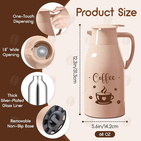 68 oz Hot Drink Dispenser Coffee Bar Accessories Cocoa Drink Dispenser for Keeping Hot Chocolate Bar Supplies Large