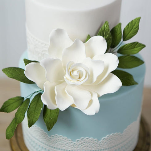 1 Count Global Sugar Art Gardenia Sugar Cake Flowers Jumbo White with Wire, by Chef Alan Tetreault