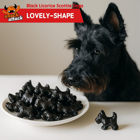 4lb Snack Attack Black Licorice Scottie Dogs Soft Chewy Candy with Real Licorice Root & Pure Anise, All-Natural, Gluten