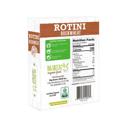Big Green Organic Food Organic Buckwheat Rotini, 8.8oz, Gluten-Free, Non-GMO, Vegan, 100% Buckwheat (1)