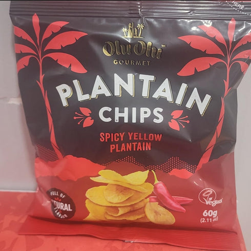 Olu Olu Pack 24 Yellow Plantain Chips Sweet Chilli Flavor