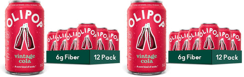 OLIPOP Prebiotic Soda Pop, Vintage Cola, Pantry Pack Packed with Prebiotics, Fiber,
