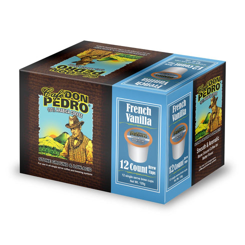 100% 72 Cafe Don Pedro French Vanilla Low Acid Coffee Pods, Arabica K Cups, Naturally Low Acid Coffee K Cups, Battles