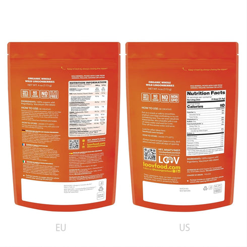 100% 4oz (34 Organic Whole Lingonberries Freeze-Dried Wild Nordic Superberry, Traditional ScandinavianSwedish Food