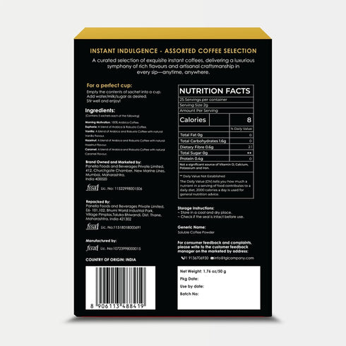 25 5 Packets TGL Co. Assorted Instant Coffee Sticks Sachets | Varieties (Flavored & Classic) | Single-Serve Instant