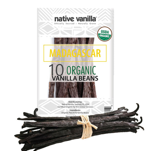10 Organic Madagascar Vanilla Beans - Gourmet Grade A Premium Vanilla Pods