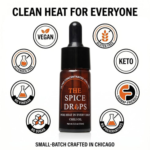 0.5 oz The Spice Drops Ultra-Concentrated Chili Oil | Flavor-Neutral Heat | Precision Dropper | Carolina Reaper Ghost